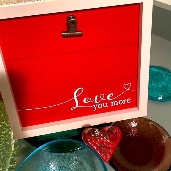 NWT 9”x9.5”wood”Love you more.”picture frame w/ easel. Metal clasp secures image - Picture 2 of 5